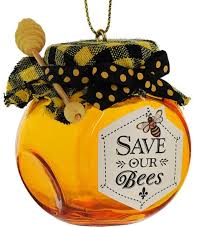 Kurt Adler Save Our Bees Glass Hanging Ornament
