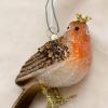 Regal Wimter tide Robin Glass Ornament