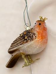 Regal Wimter tide Robin Glass Ornament